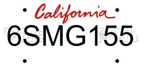 6SMG155 California License Plate