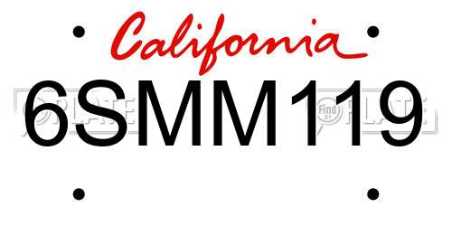 6SMM119 California License Plate