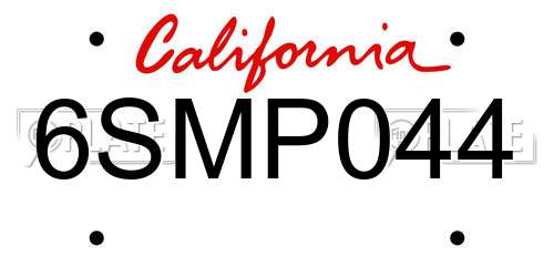 6SMP044 California License Plate