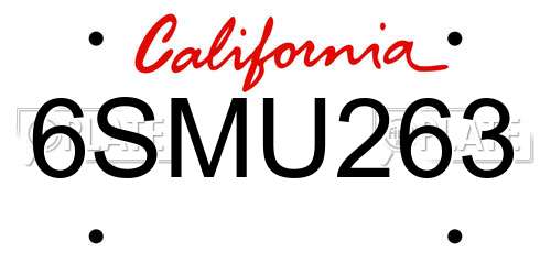 6SMU263 California License Plate