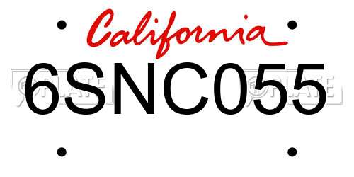 6SNC055 California License Plate