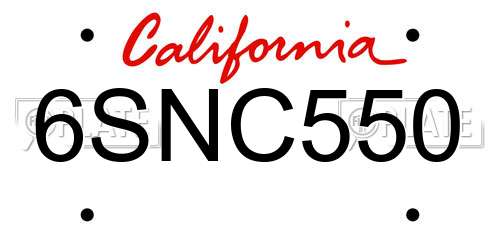 6SNC550 California License Plate