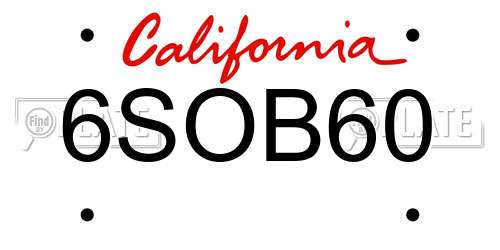 6SOB60 California License Plate