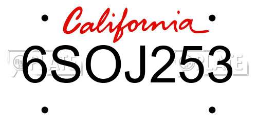 6SOJ253 California License Plate