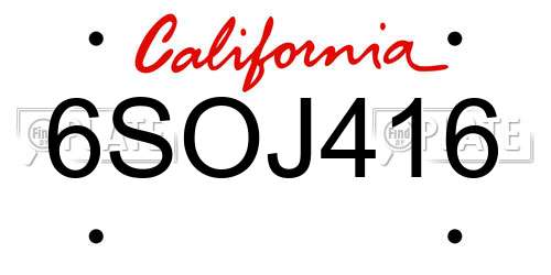 6SOJ416 California License Plate