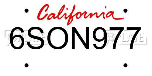 6SON977 California License Plate