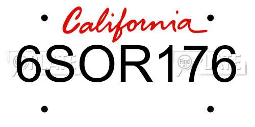 6SOR176 California License Plate