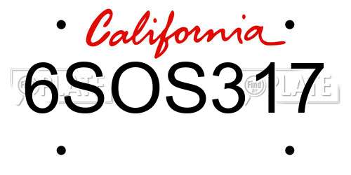 6SOS317 California License Plate