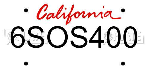 6SOS400 California License Plate