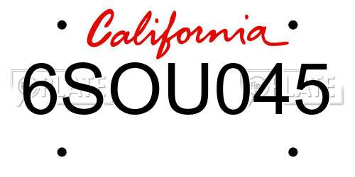6SOU045 California License Plate