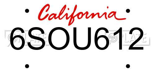 6SOU612 California License Plate