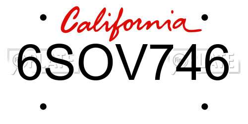 6SOV746 California License Plate