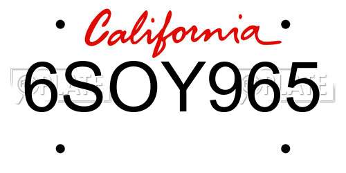 6SOY965 California License Plate