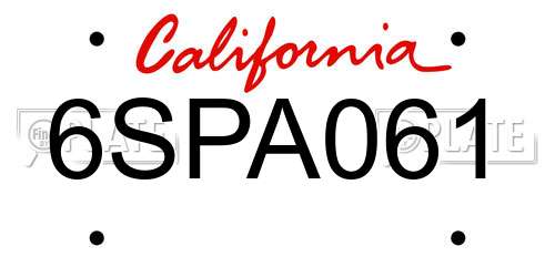6SPA061 California License Plate