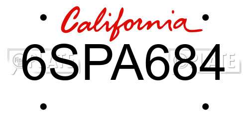 6SPA684 California License Plate