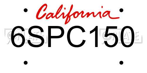 6SPC150 California License Plate