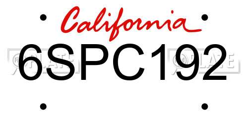 6SPC192 California License Plate