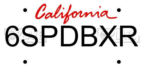 6SPDBXR California License Plate