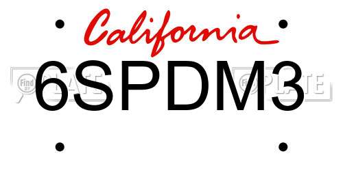 6SPDM3 California License Plate