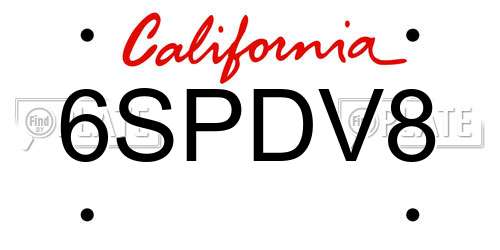6SPDV8 California License Plate