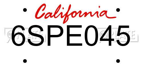 6SPE045 California License Plate