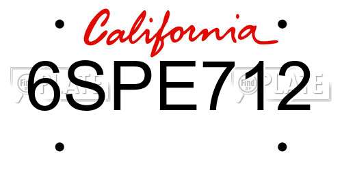 6SPE712 California License Plate