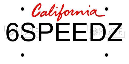 6SPEEDZ California License Plate