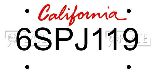 6SPJ119 California License Plate