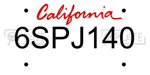 6SPJ140 California License Plate