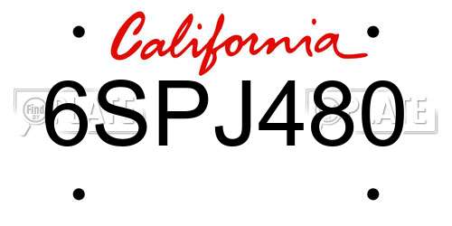 6SPJ480 California License Plate