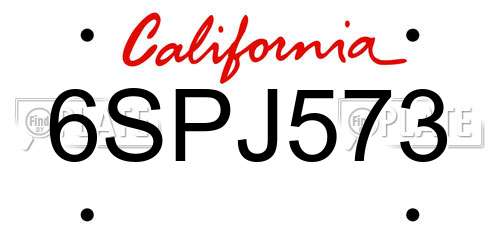 6SPJ573 California License Plate