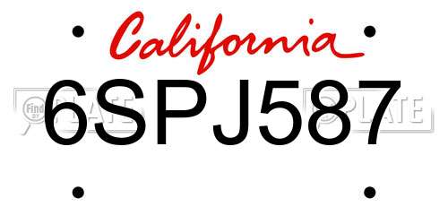 6SPJ587 California License Plate