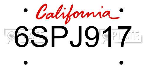 6SPJ917 California License Plate