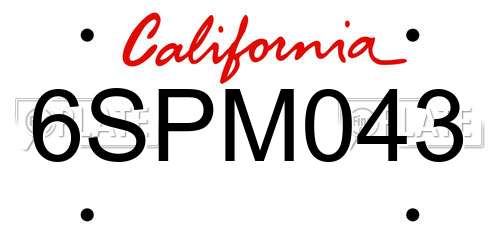 6SPM043 California License Plate