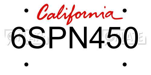 6SPN450 California License Plate