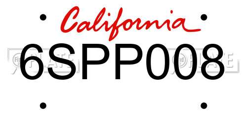 6SPP008 California License Plate