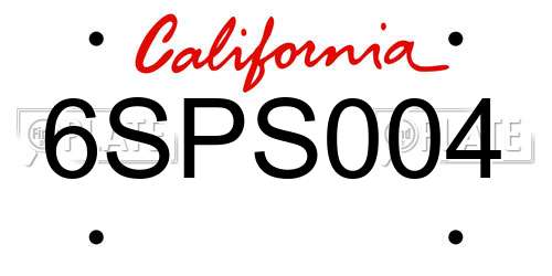 6SPS004 California License Plate