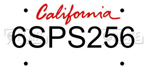 6SPS256 California License Plate