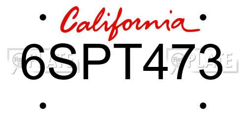 6SPT473 California License Plate