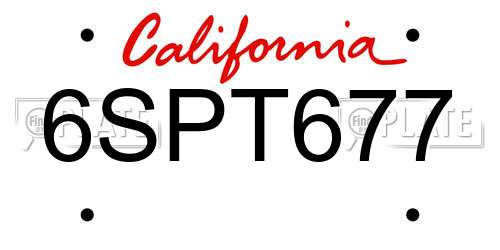 6SPT677 California License Plate