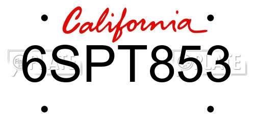 6SPT853 California License Plate
