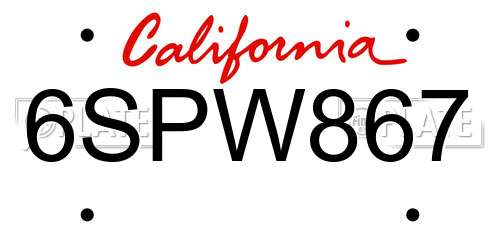 6SPW867 California License Plate