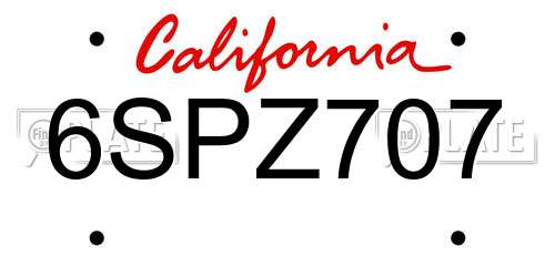 6SPZ707 California License Plate