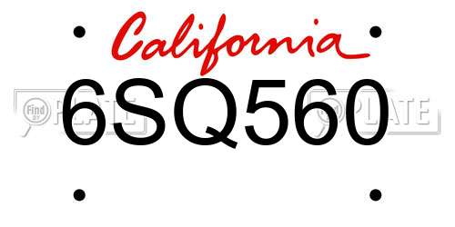 6SQ560 California License Plate