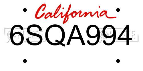6SQA994 California License Plate