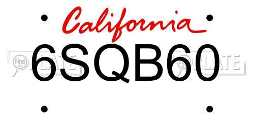 6SQB60 California License Plate