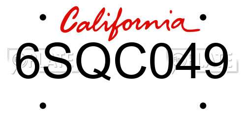 6SQC049 California License Plate