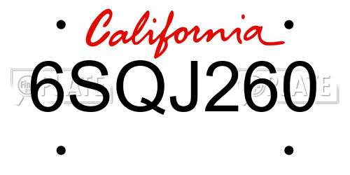 6SQJ260 California License Plate