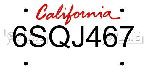 6SQJ467 California License Plate