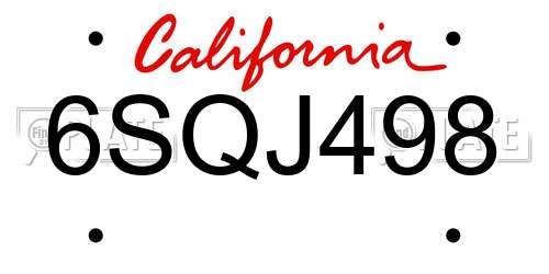 6SQJ498 California License Plate